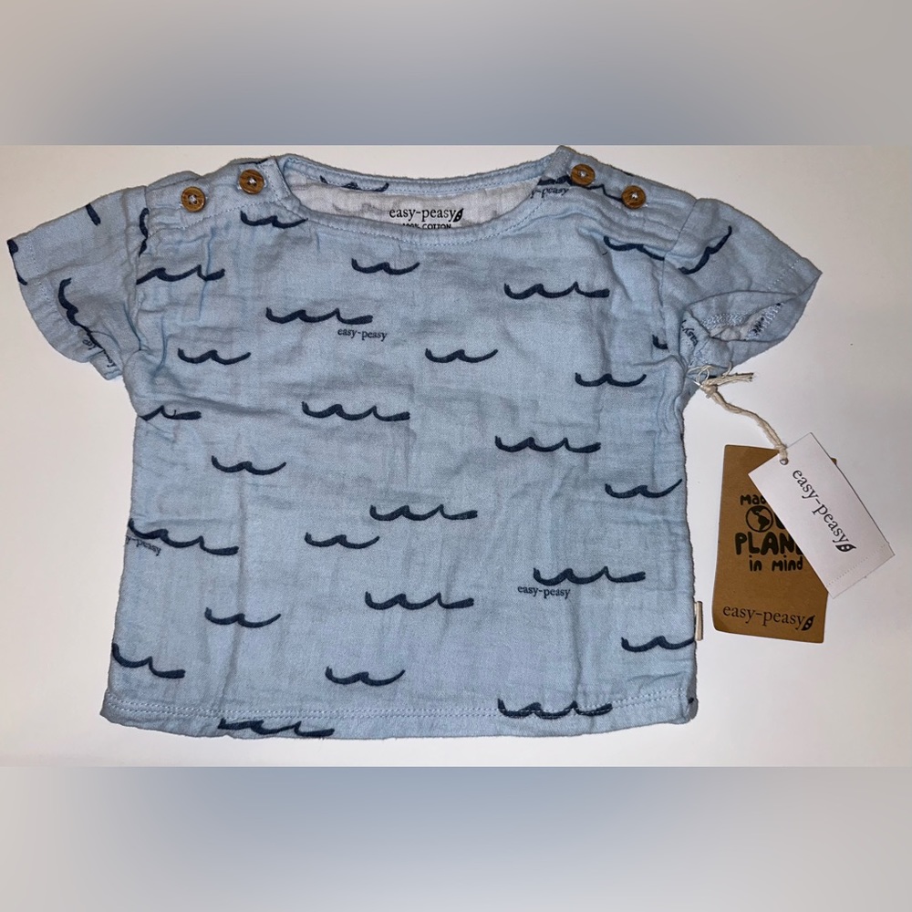 Easy Peasy Organic Blue Print Girls Top